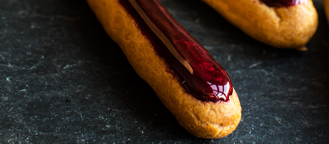 Éclairs de remolacha y polvo de Rubí