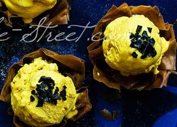 Golden Milk ice cream with crispy phyllo