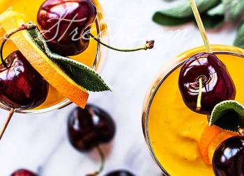 Sunrise, pumpkin cream and cherry gazpacho