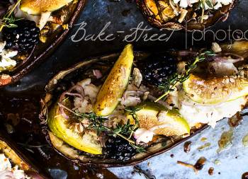 Berenjenas asadas con higos y ricotta