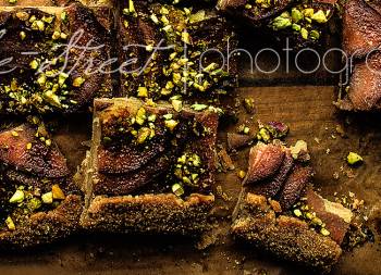 Quince, almond cream and pistachios galette
