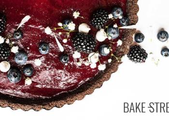 Blueberry, lime and chocolate tart