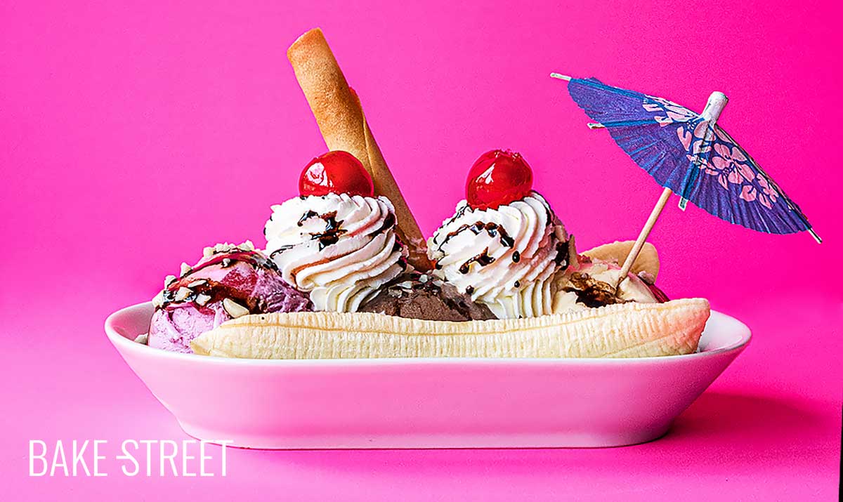 Banana Split y barquillos caseros 