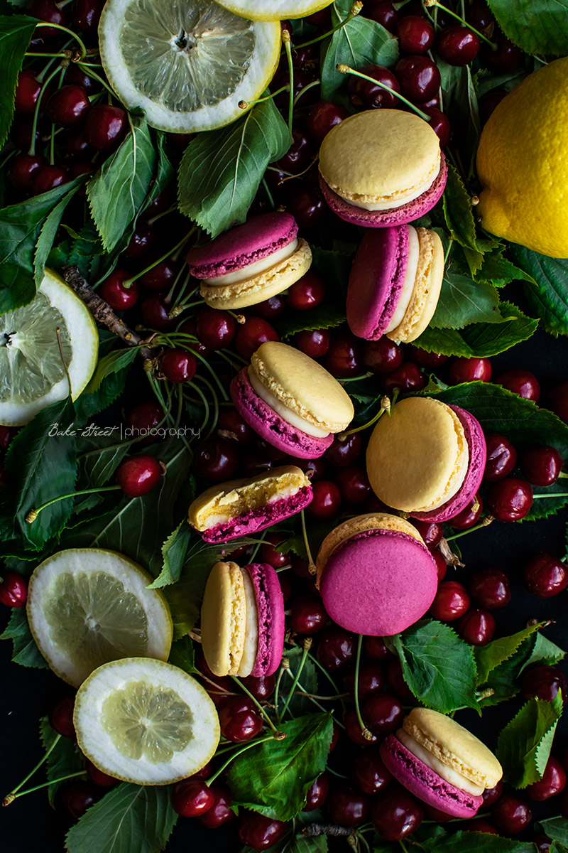 Macarons de cereza y limón