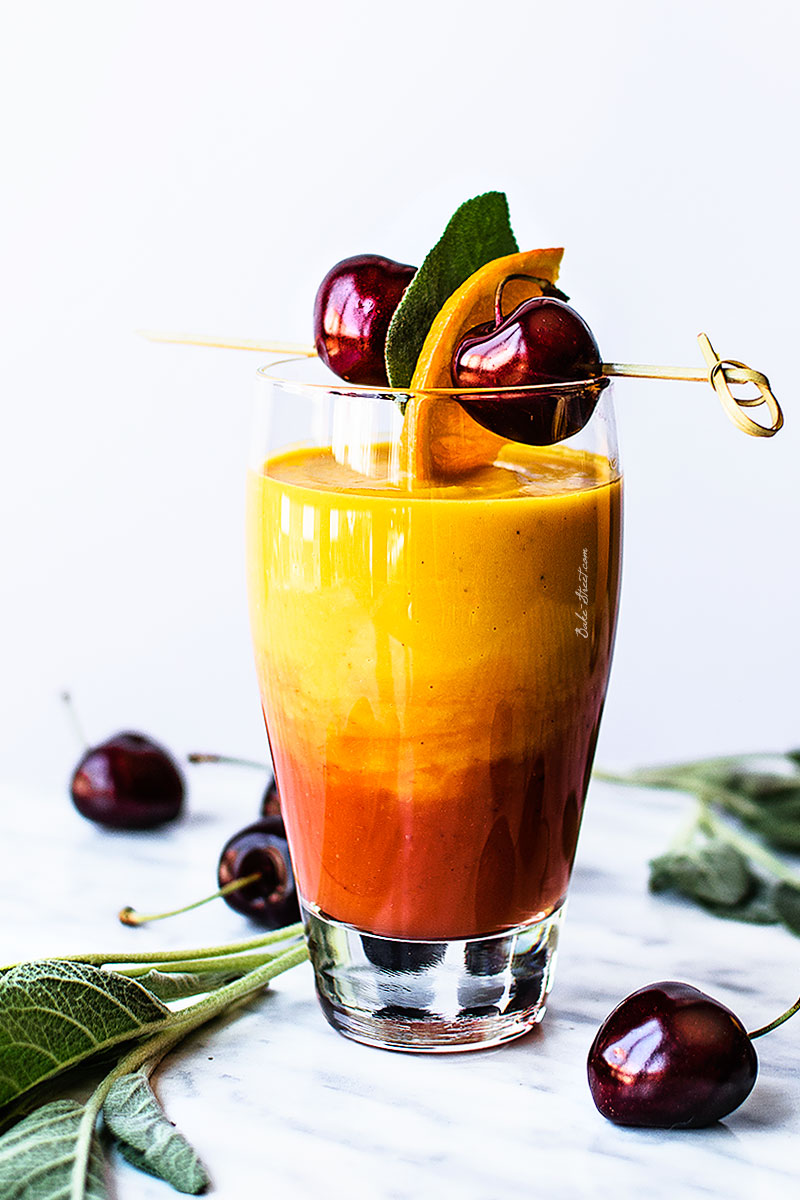 Sunrise, crema de calabaza y gazpacho de cerezas