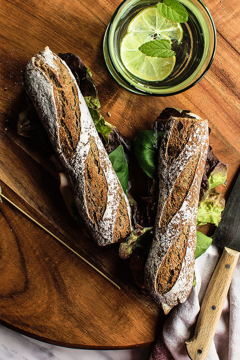 Baguettes con harina de aceitunas